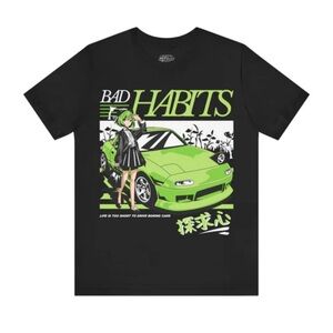 Bad Habit Black Tee with Green Graphic (SIZE S,M,L)